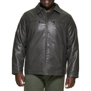 Dockers James Faux Gray Leather Jacket Zippered W. Chest Zip Mens 2XT Big & Tall